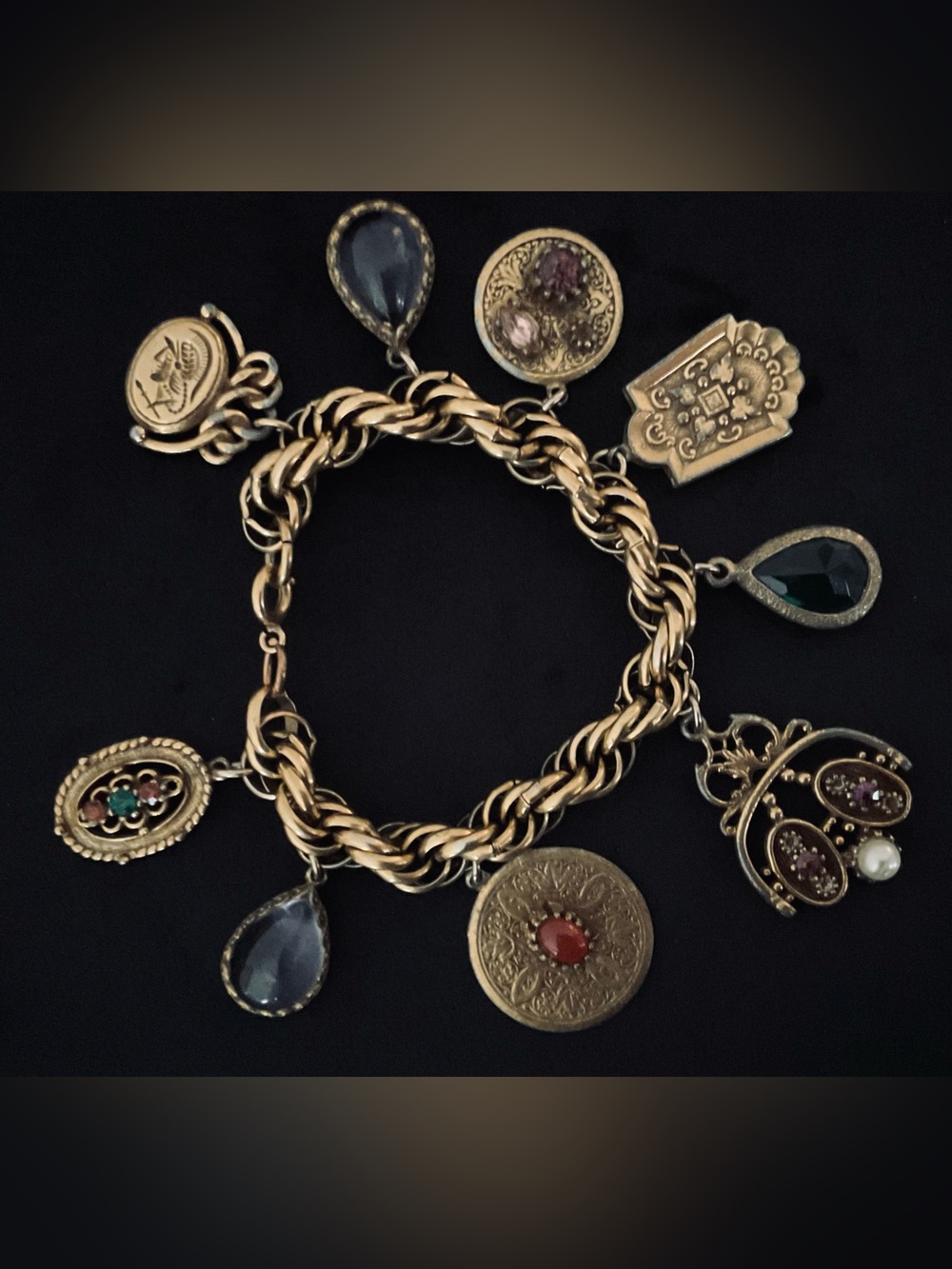 #122 Arthur Pepper Vintage Etruscan Charm Bracelet